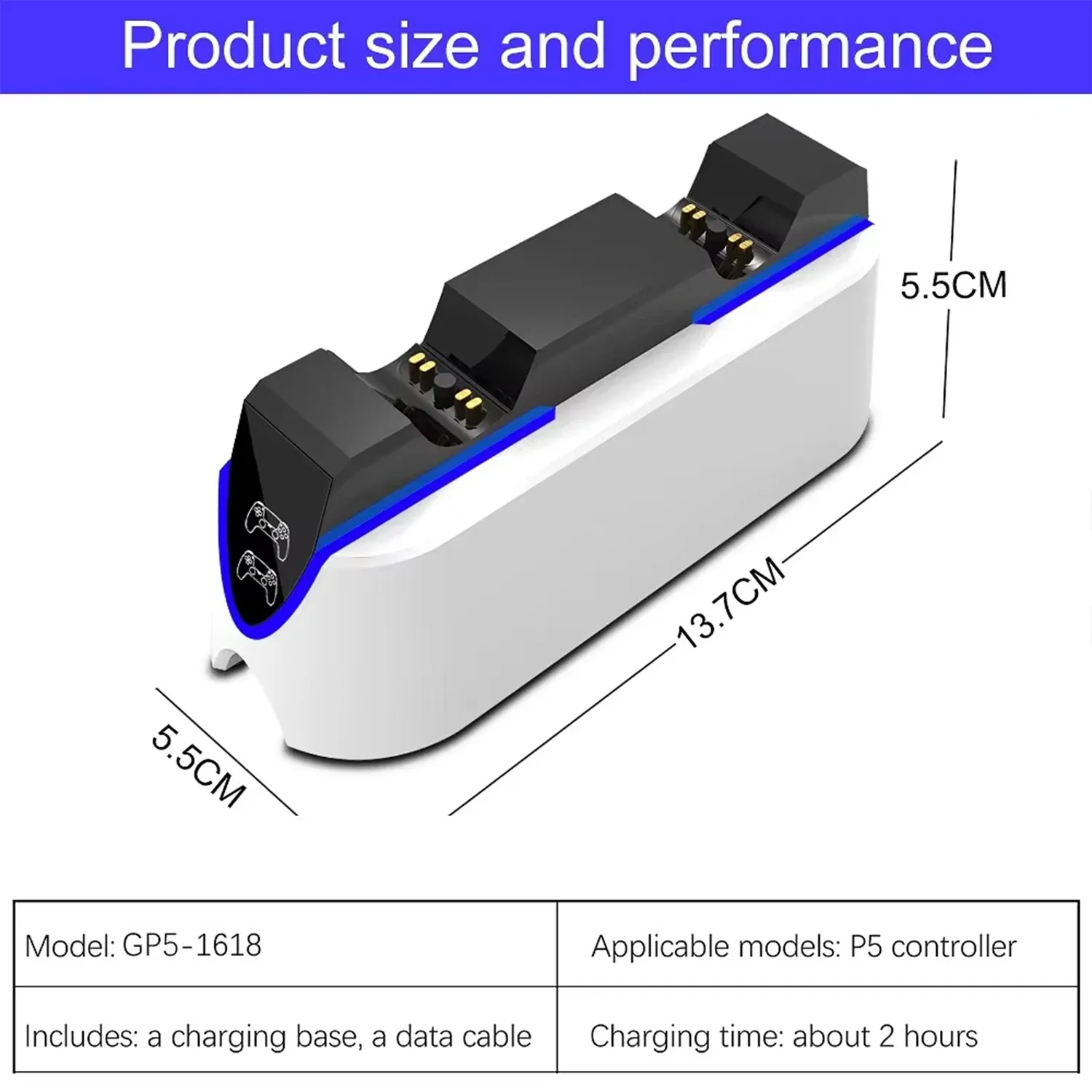 Double chargeur rapide pour manette sans fil PS5, USB Type-C 3.1, station de charge pour manette Sony PlayStation 5 2