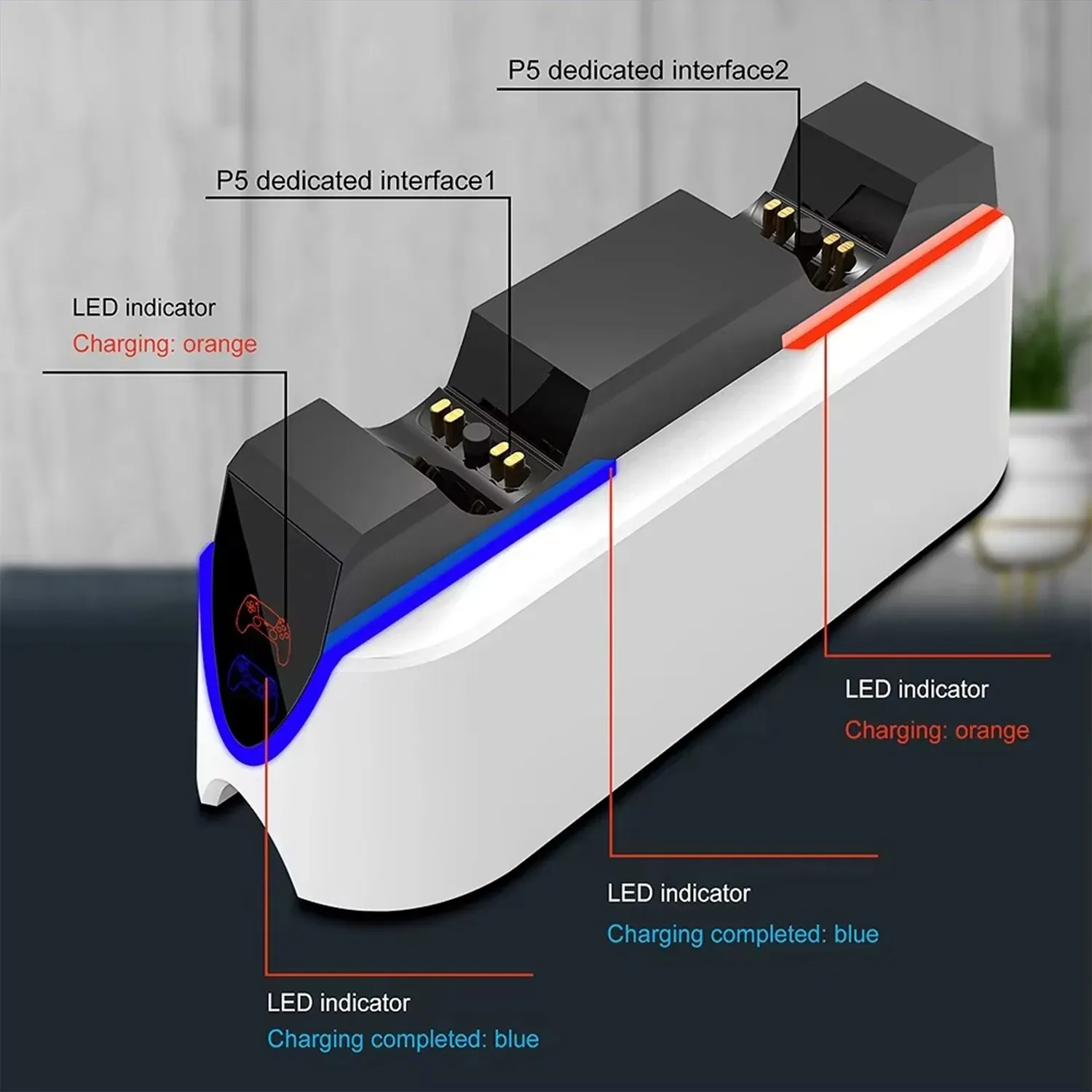 Double chargeur rapide pour manette sans fil PS5, USB Type-C 3.1, station de charge pour manette Sony PlayStation 5 3