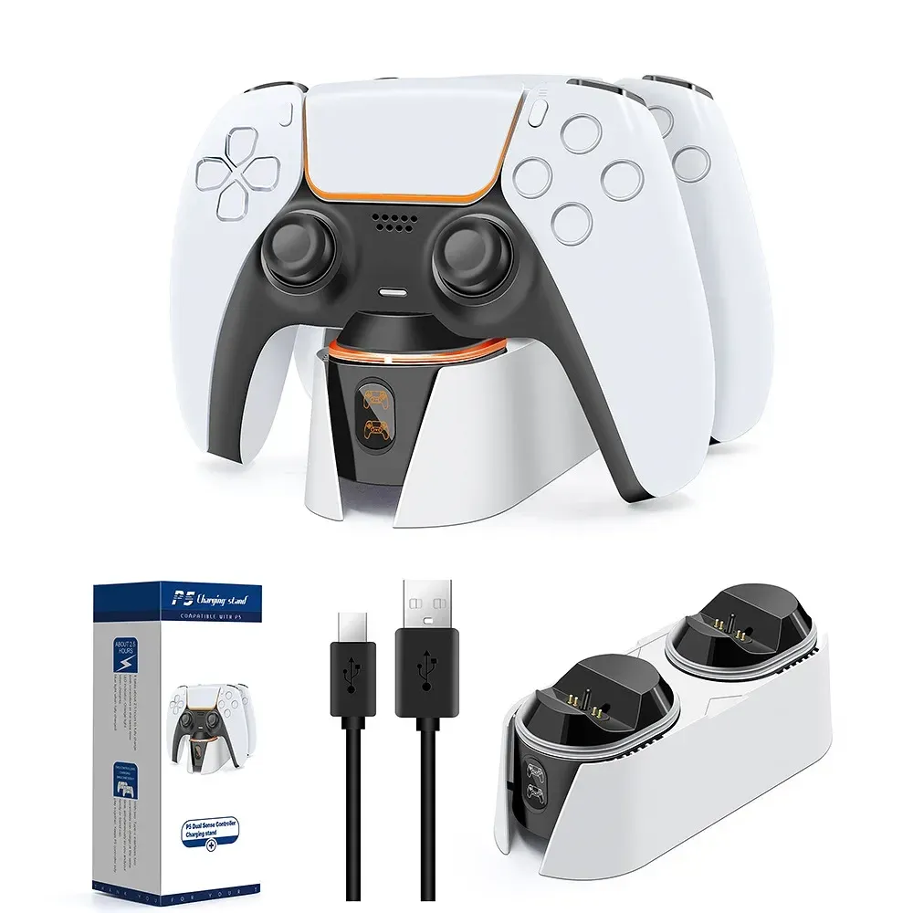 Double chargeur rapide pour manette sans fil PS5, USB Type-C 3.1, station de charge pour manette Sony PlayStation 5 7