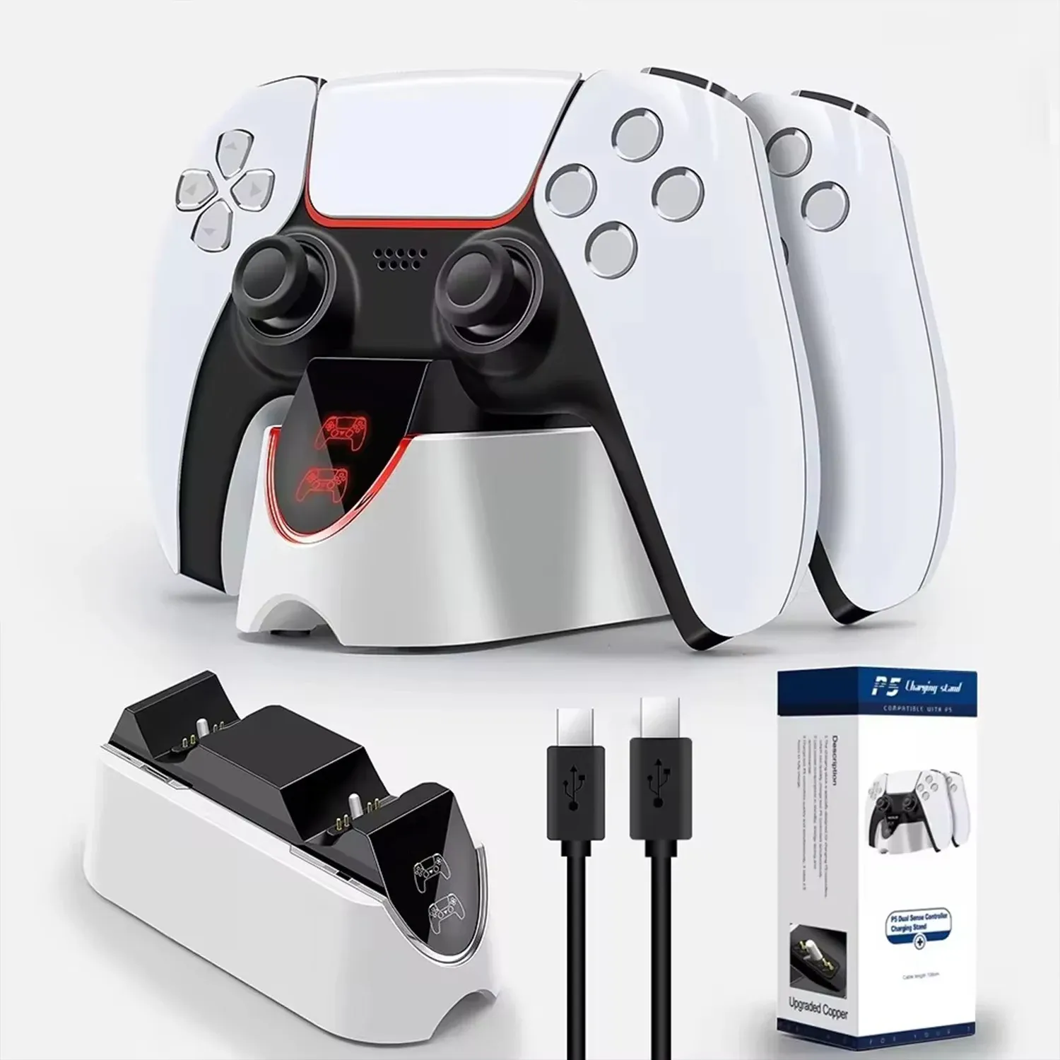Double chargeur rapide pour manette sans fil PS5, USB Type-C 3.1, station de charge pour manette Sony PlayStation 5 8