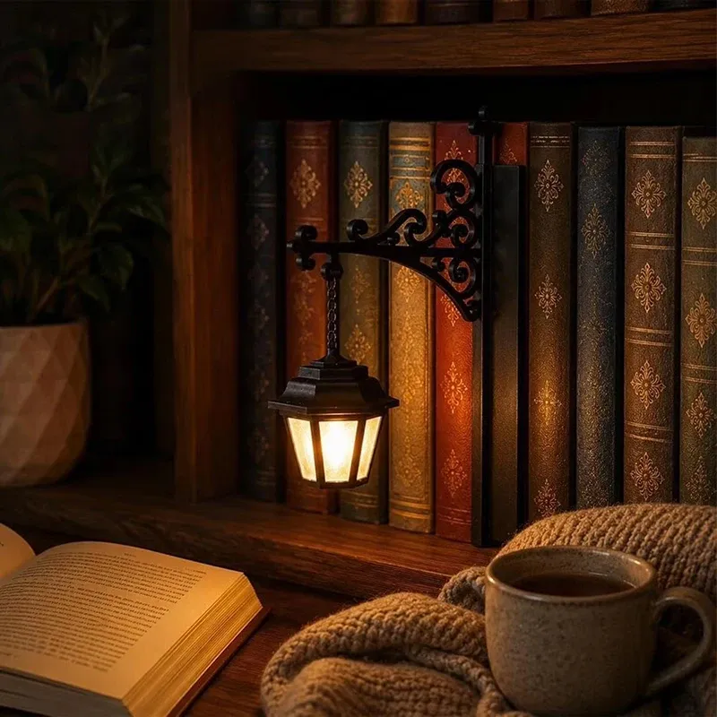 Lanterne de bibliothèque rétro en métal noir