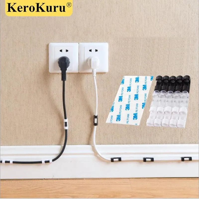 Organisateur de câbles en ABS, clips de gestion des câbles pour bureau et poste de travail, support de cordon USB et enrouleur de câble