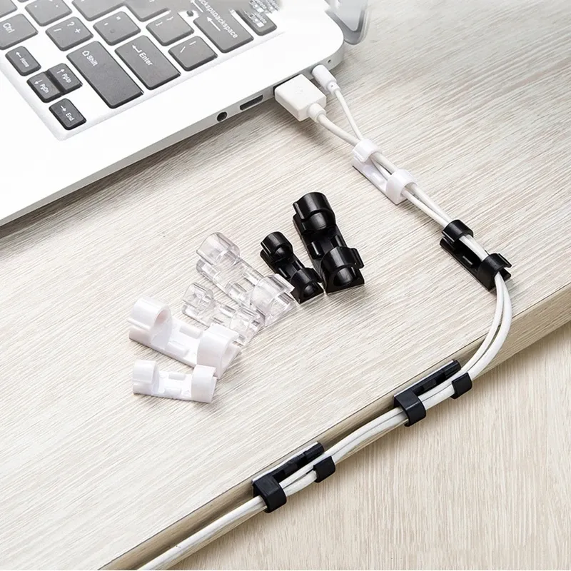 Organisateur de câbles en ABS, clips de gestion des câbles pour bureau et poste de travail, support de cordon USB et enrouleur de câble 5