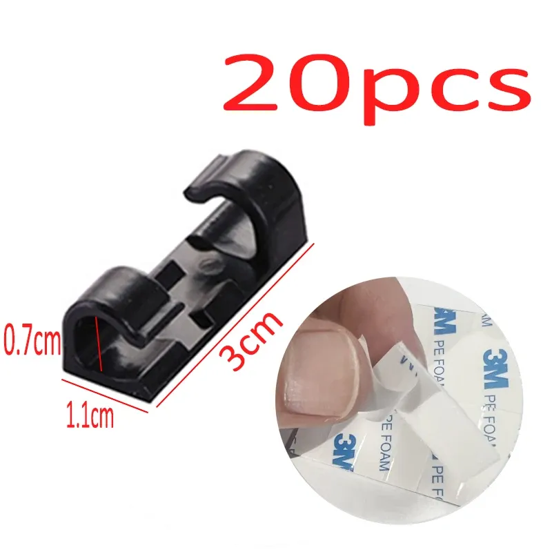 Organisateur de câbles en ABS, clips de gestion des câbles pour bureau et poste de travail, support de cordon USB et enrouleur de câble 12