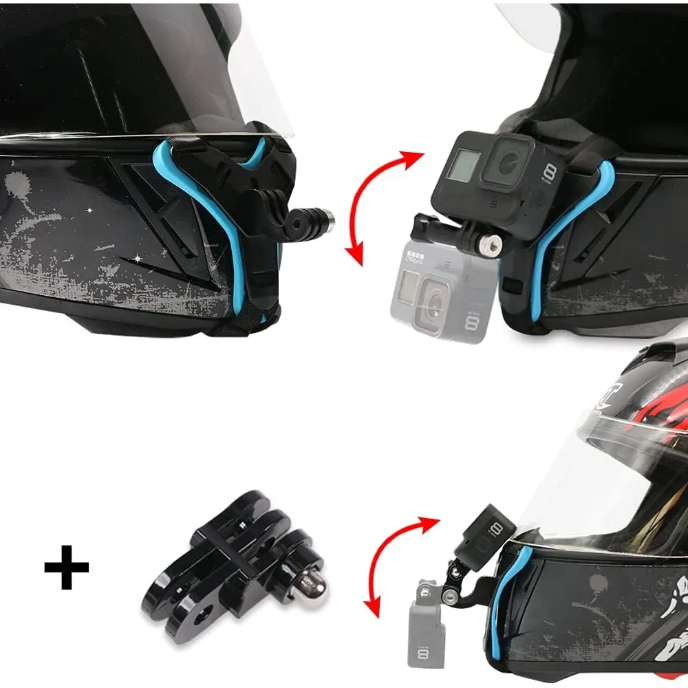 Support de mentonnière pour casque de moto, mise en situation