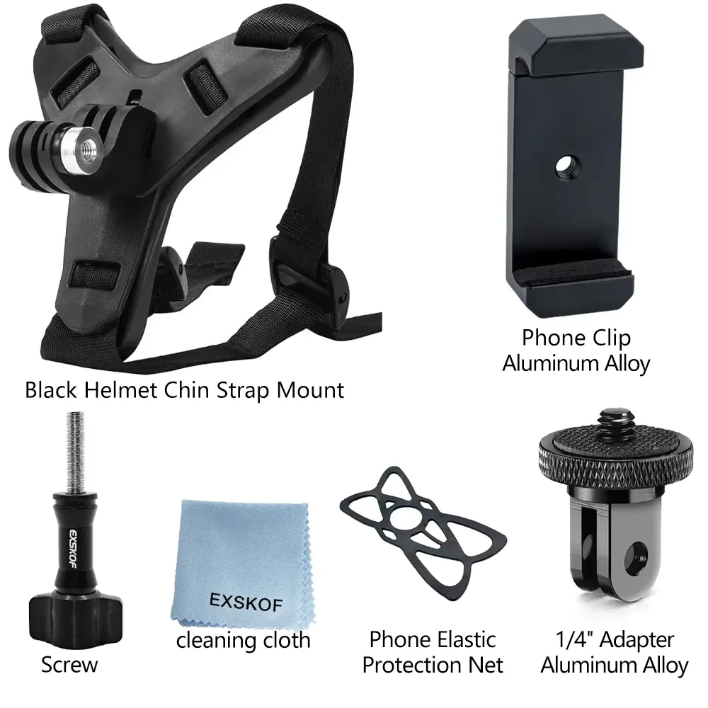 Support de mentonnière pour casque de moto compatible GoPro Hero 13, 12, 11, 10, 9, 8, DJI Osmo, Insta360, SJCAM SJ4000 et AKASO, accessoires de caméra d'action 13