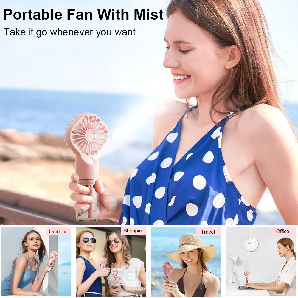 Mini ventilateur portable rechargeable par USB avec humidificateur 2