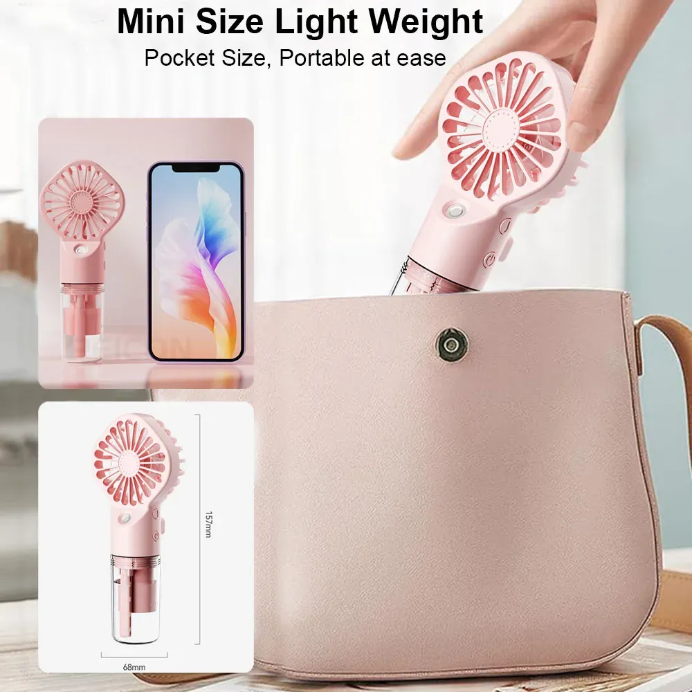 Mini ventilateur portable rechargeable par USB avec humidificateur 6