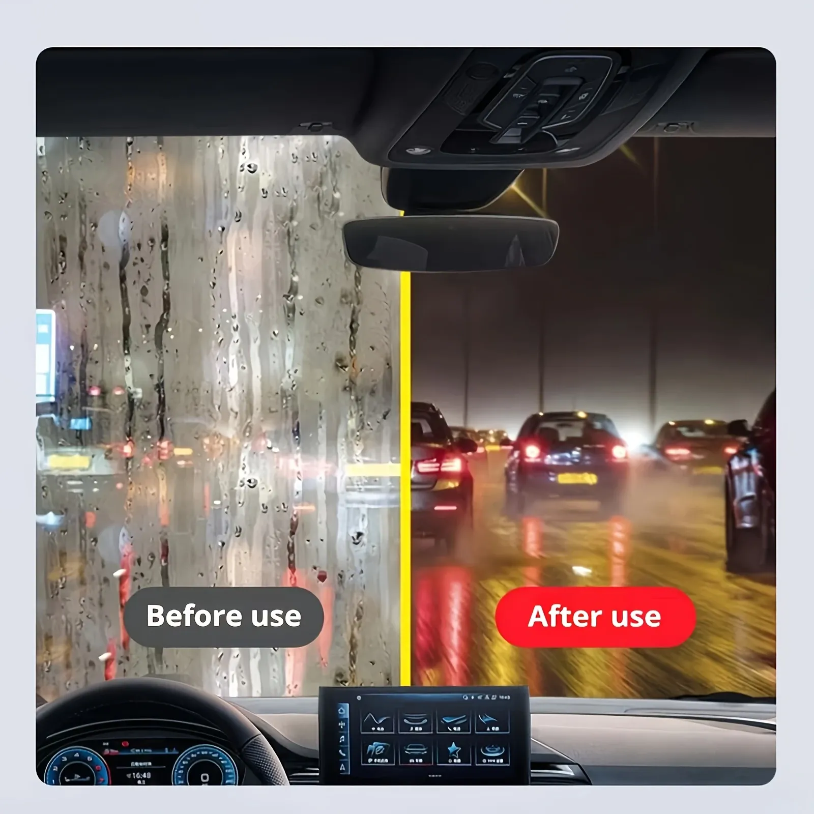 Utilisation de la brosse sur vitre de voiture