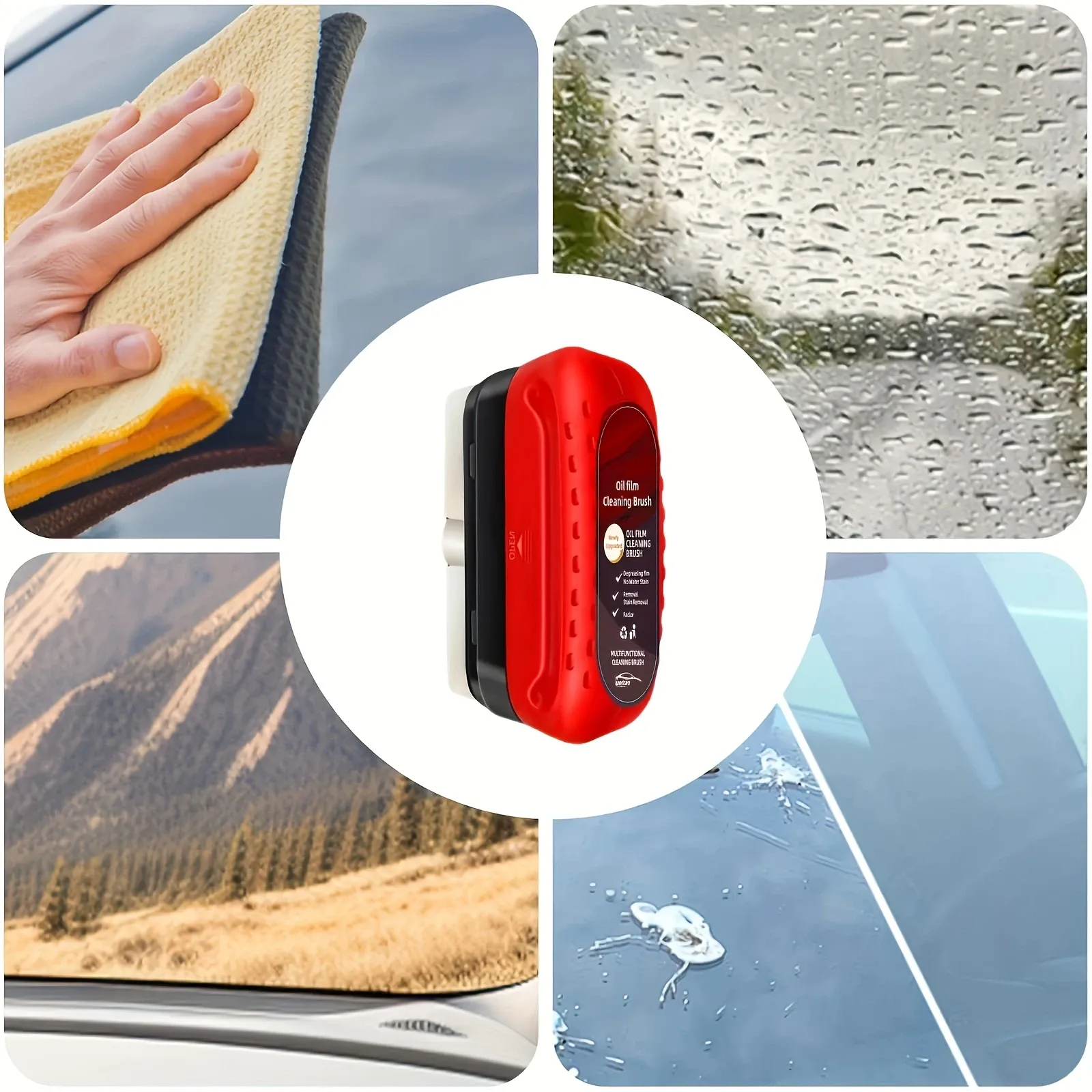 Brosse de nettoyage de vitres en contexte d'usage