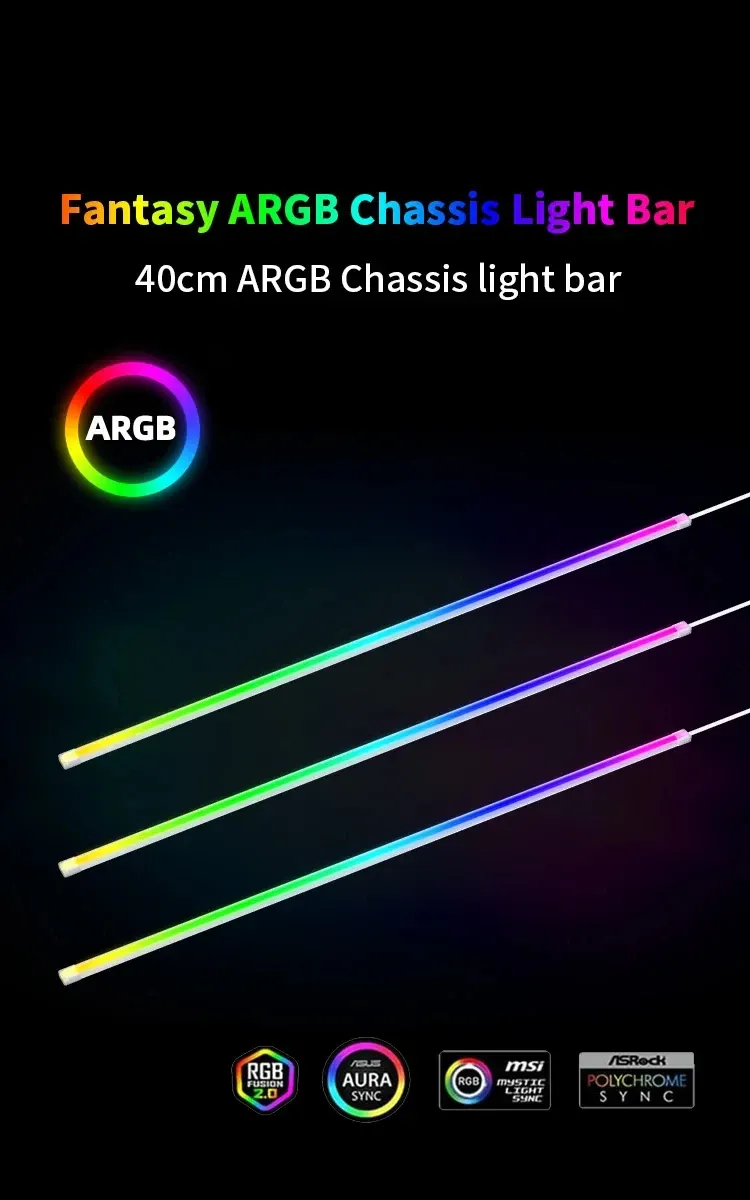 Bande LED ARGB illuminant l'intérieur d'un boîtier PC
