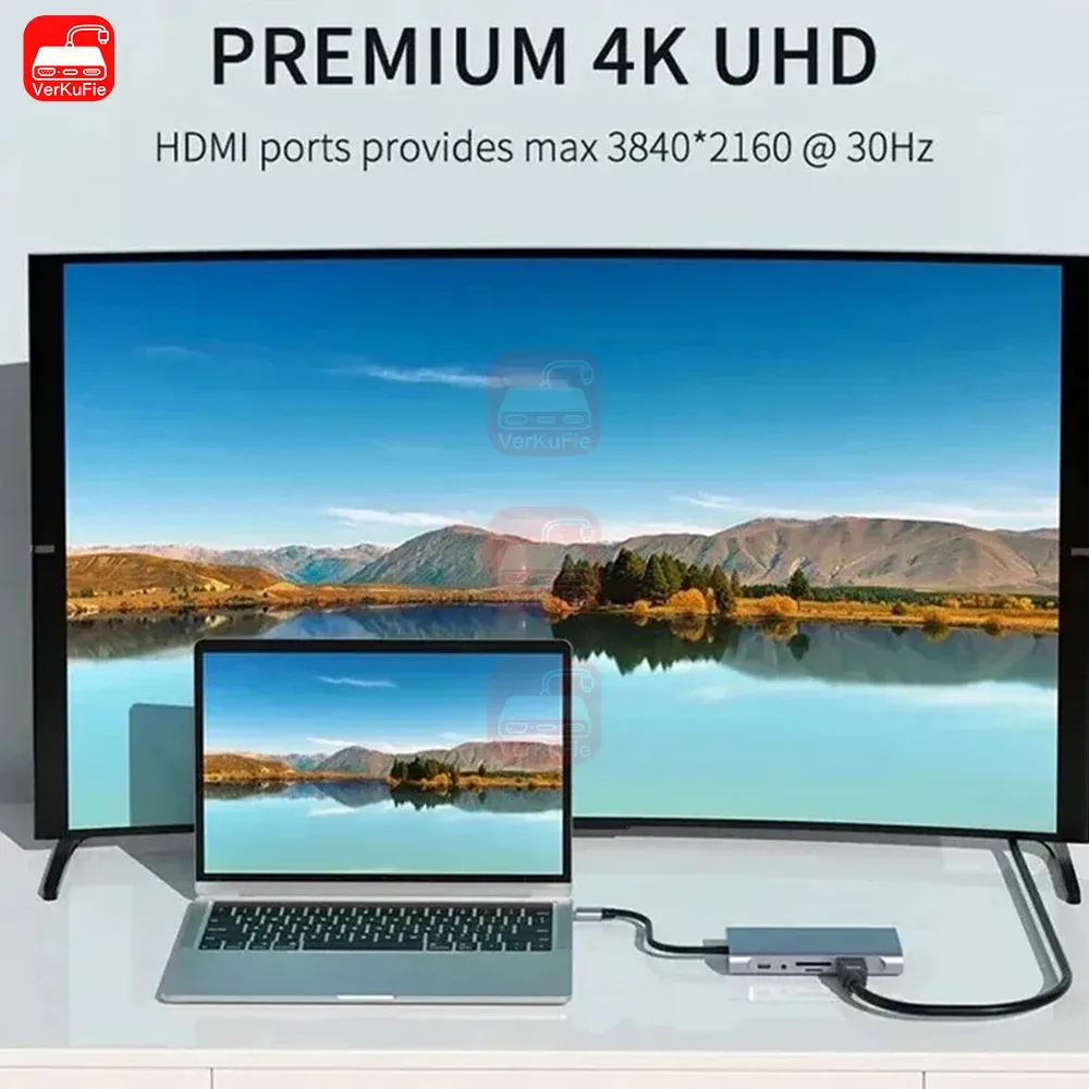 Hub USB-C 4K 30Hz vers HDMI, adaptateur USB 3.0 11 en 1, station d'accueil PD 87 W, séparateur USB-C pour MacBook Pro et Air 6