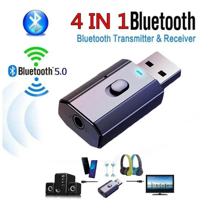 Adaptateur Bluetooth 5.0 USB sans fil, émetteur-récepteur audio pour PC, TV et voiture, kit mains libres, prise AUX 3,5 mm
