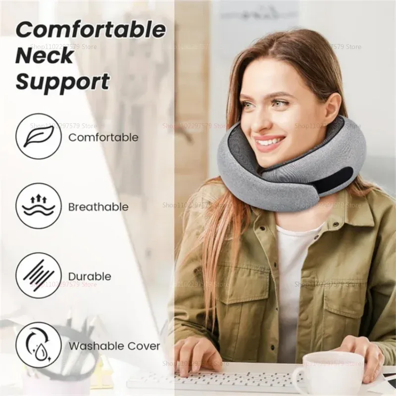 Oreiller de voyage en forme de U en mousse à mémoire de forme, portable et doux, pour la sieste et le soutien de la nuque 5