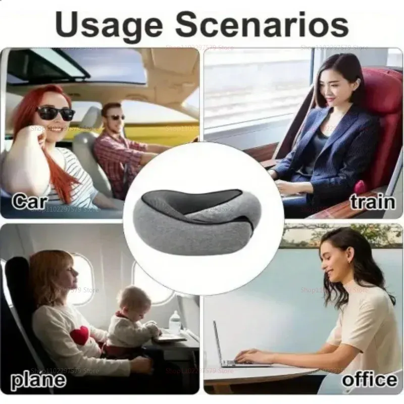Oreiller de voyage en forme de U en mousse à mémoire de forme, portable et doux, pour la sieste et le soutien de la nuque 6