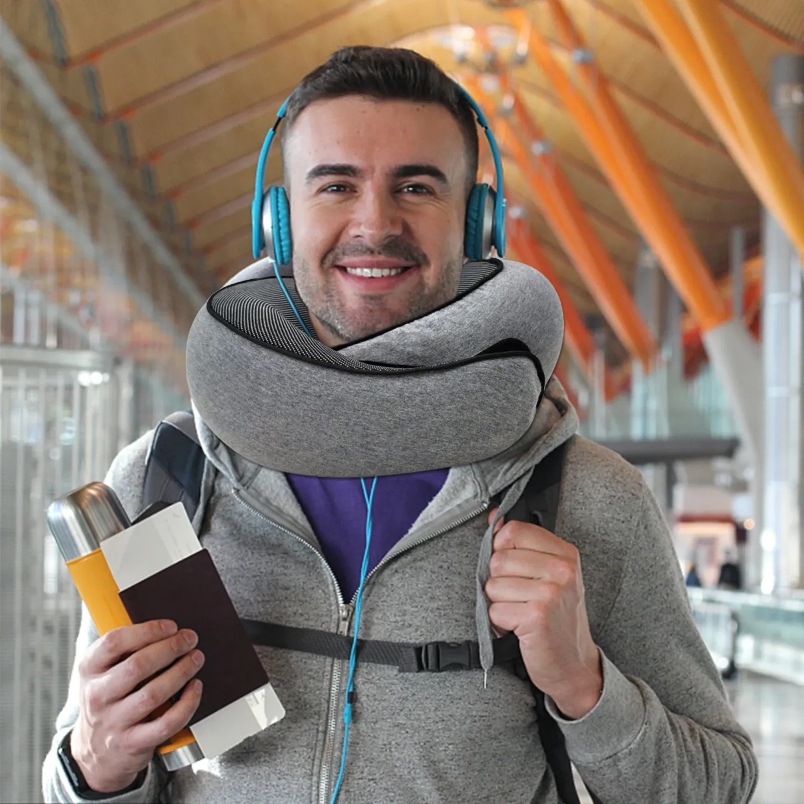 Oreiller de voyage en situation d'utilisation