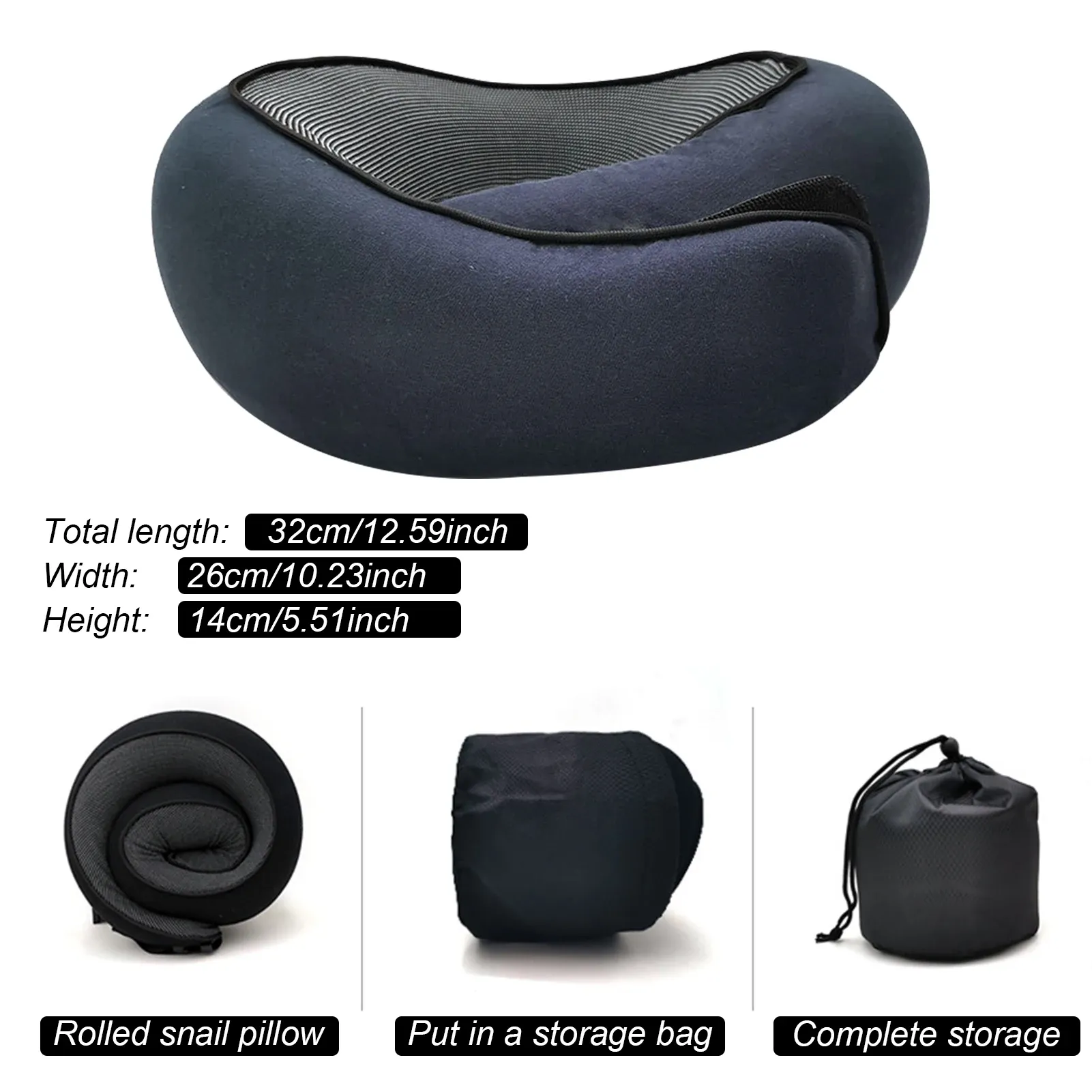Oreiller de voyage en forme de U en mousse à mémoire de forme, portable et doux, pour la sieste et le soutien de la nuque 8