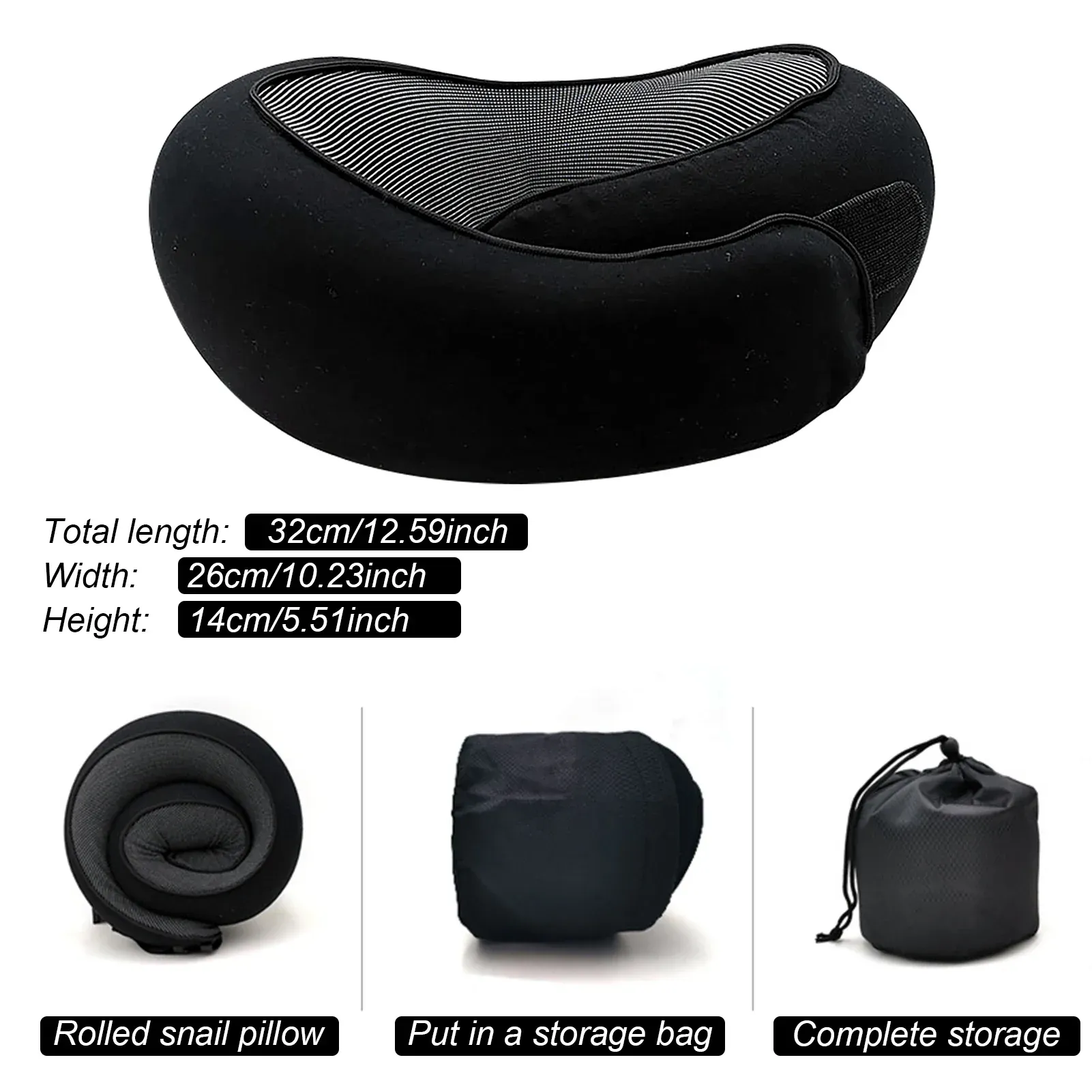 Oreiller de voyage en forme de U en mousse à mémoire de forme, portable et doux, pour la sieste et le soutien de la nuque 10