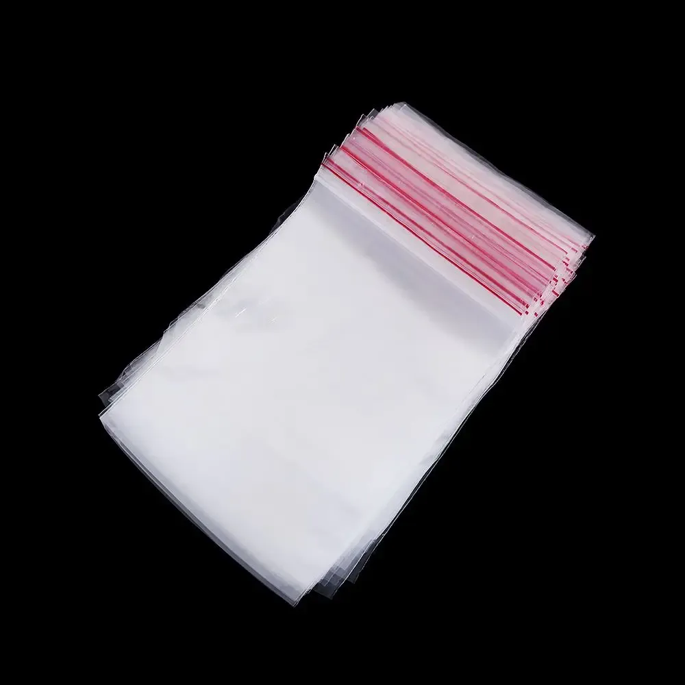 Mini sacs de rangement pour bijoux, lot de 100, pochettes zippées en plastique transparent PE - Image 1