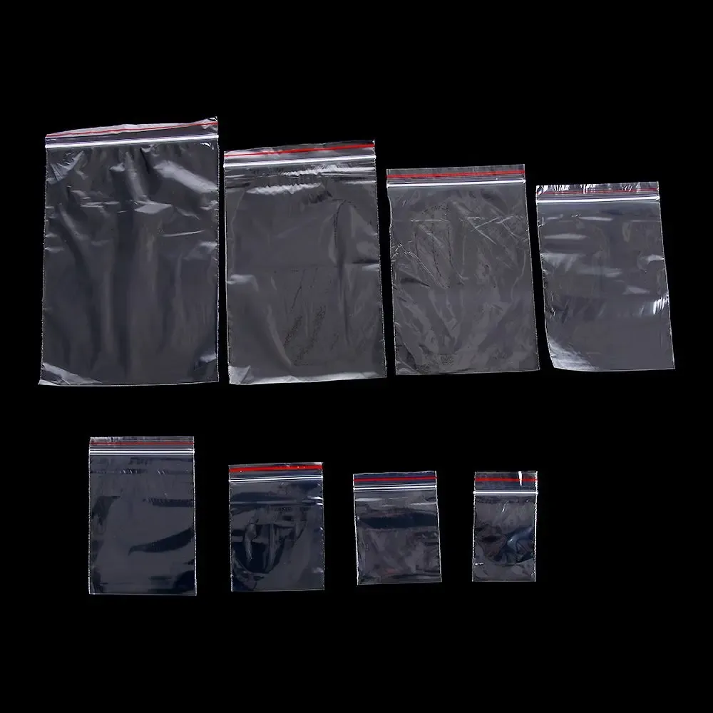 Mini sacs de rangement pour bijoux, lot de 100, pochettes zippées en plastique transparent PE 4