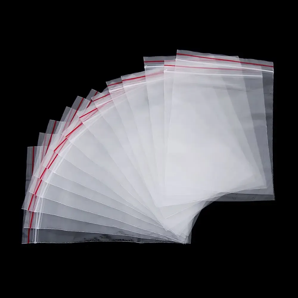Mini sacs de rangement pour bijoux, lot de 100, pochettes zippées en plastique transparent PE 5