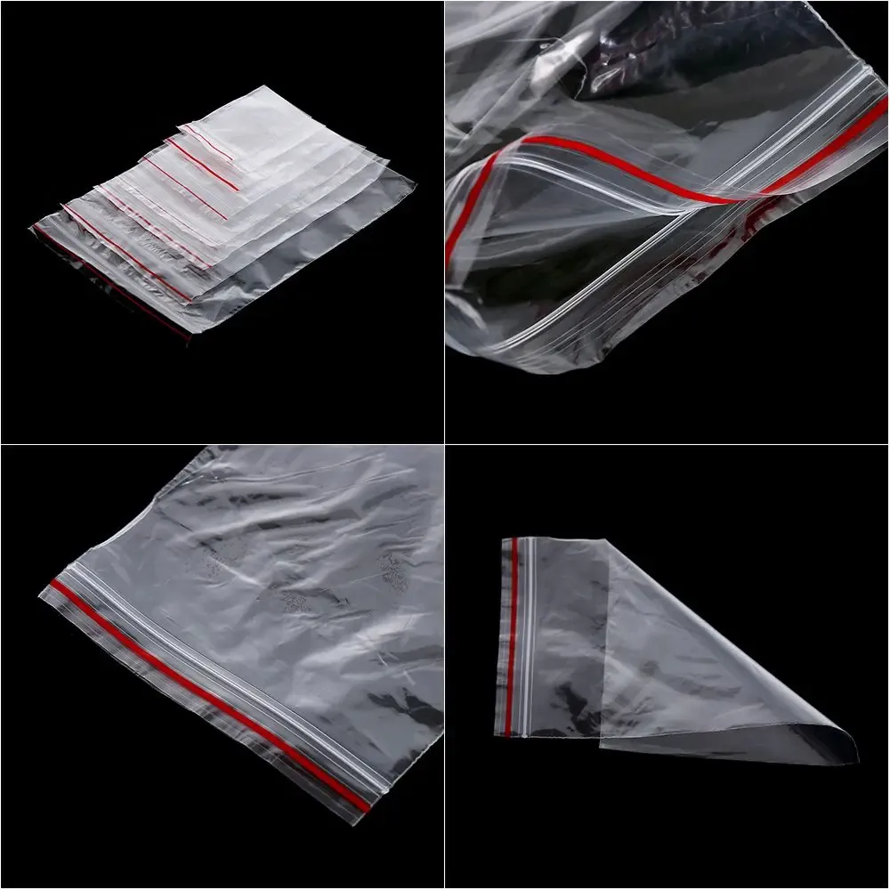 Fermeture éclair des pochettes en plastique transparent