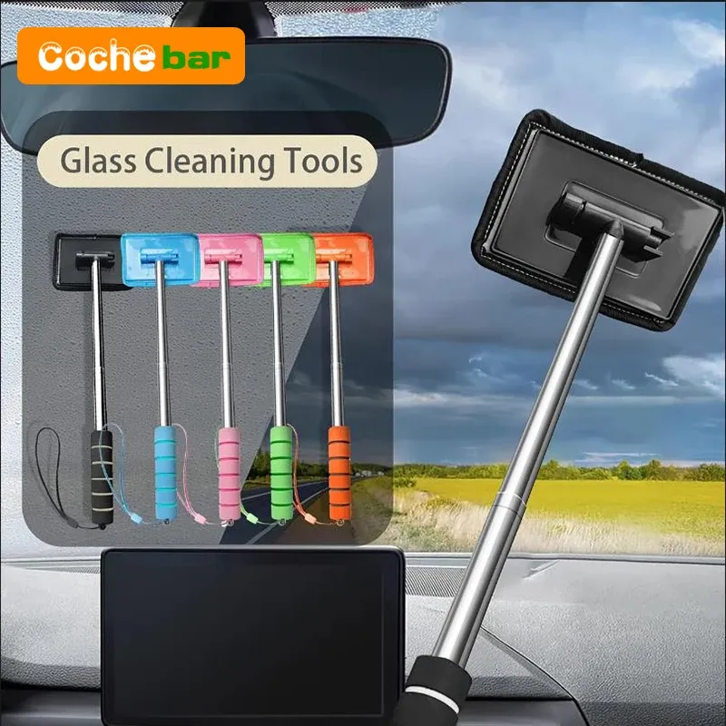 Brosse télescopique de nettoyage de pare-brise pour automobile avec grattoir à eau - Image 1