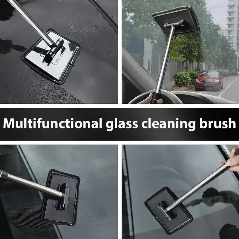 Brosse télescopique de nettoyage de pare-brise pour automobile avec grattoir à eau 2