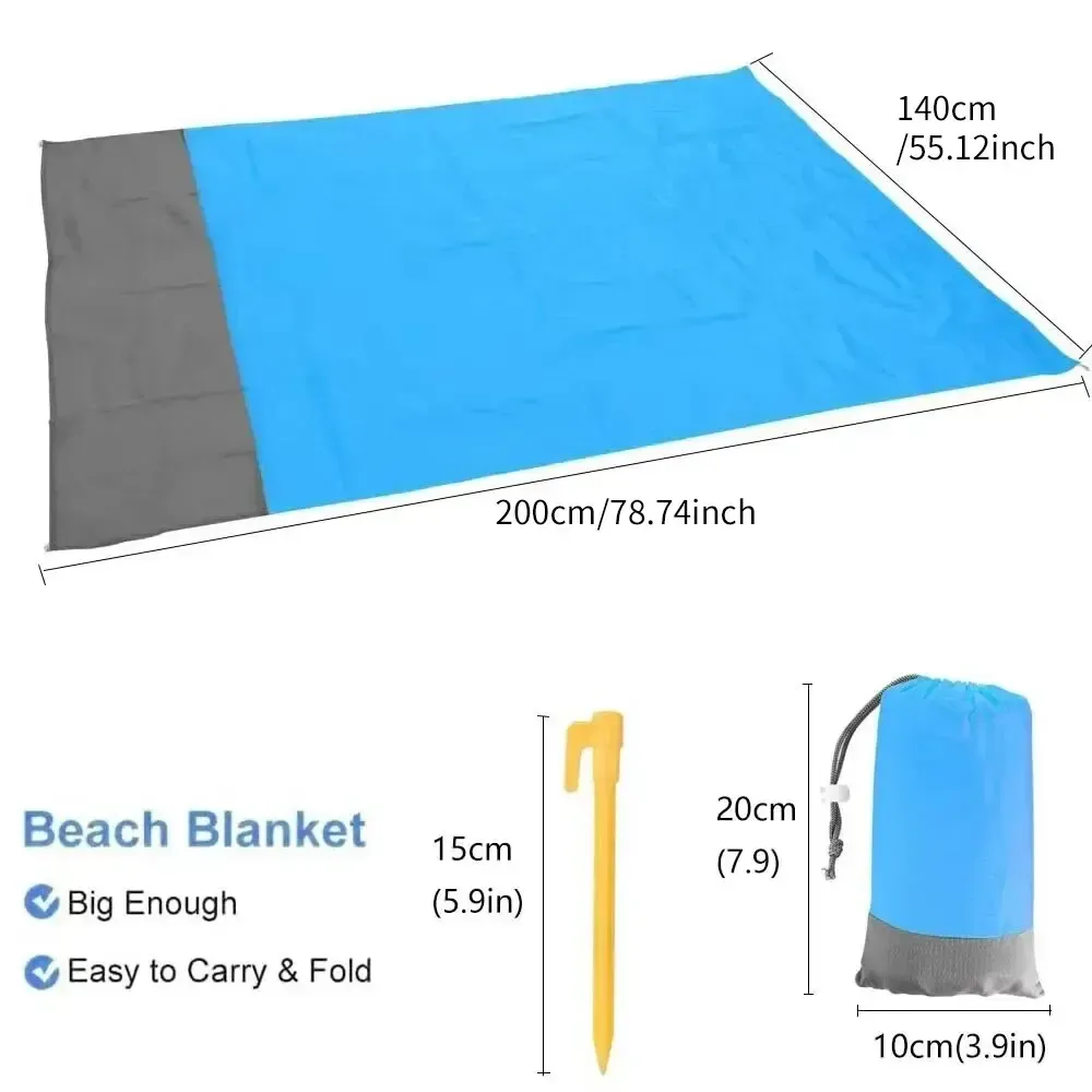 Couverture de plage résistante au sable, imperméable et légère, 200 x 140 cm 2