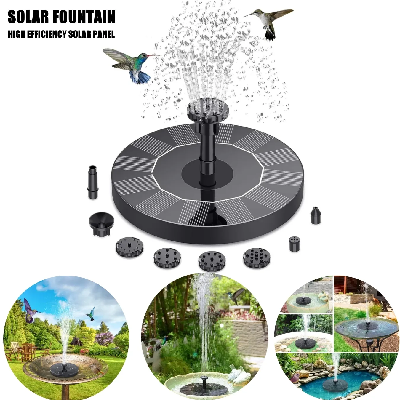 Fontaine solaire d'extérieur pour piscine et étang, cascade décorative pour jardin - Image 1