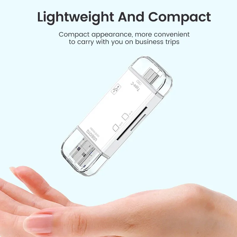 Lecteur de carte SD OTG multifonction 6 en 1, USB 2.0 Type-C, TF et SD pour ordinateur portable, adaptateur 3
