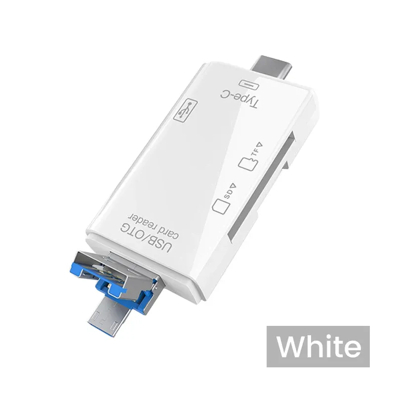 Lecteur de carte SD OTG multifonction 6 en 1, USB 2.0 Type-C, TF et SD pour ordinateur portable, adaptateur 8