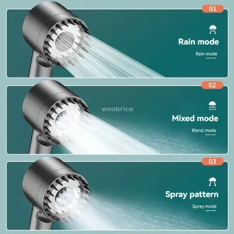 Pommeau de douche 4 modes à haute pression avec filtre, portable, effet pluie 5