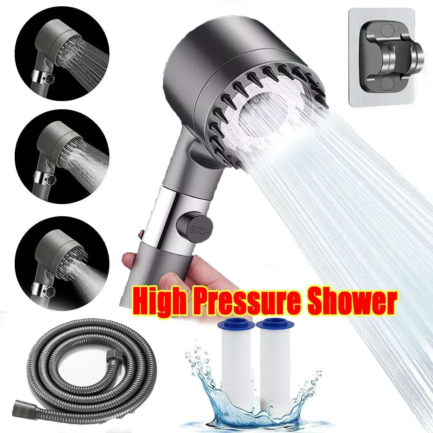 Pommeau de douche haute pression, vue d'ensemble