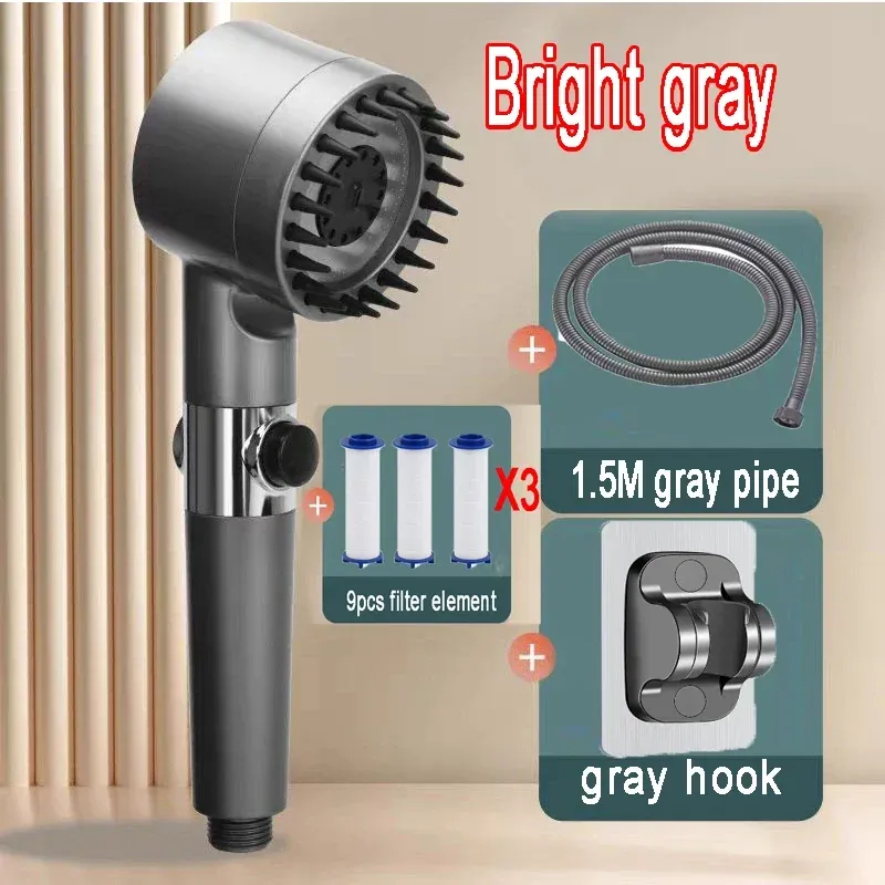 Pommeau de douche 4 modes à haute pression avec filtre, portable, effet pluie 24