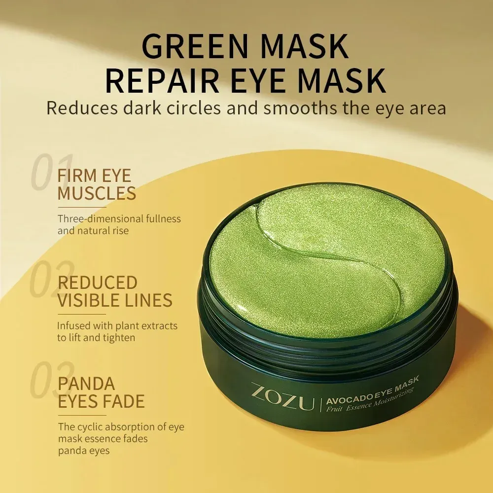 Masques pour les yeux à l'avocat et à l'or, hydratants et raffermissants, anti-rides et anti-cernes, lot de 60 ou 120 pièces 2