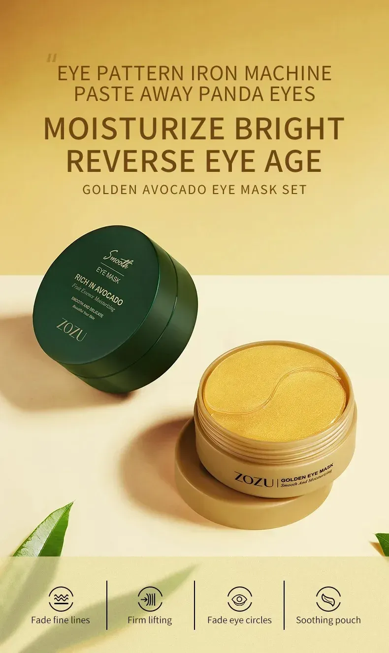 Masque yeux à l'avocat et à l'or, vue détaillée