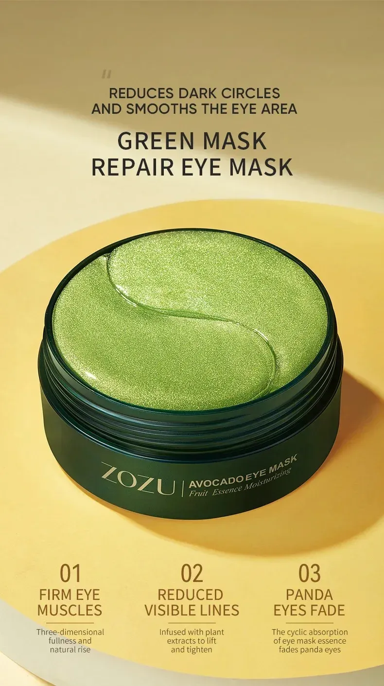 Masque yeux à l'avocat et à l'or, détail du produit