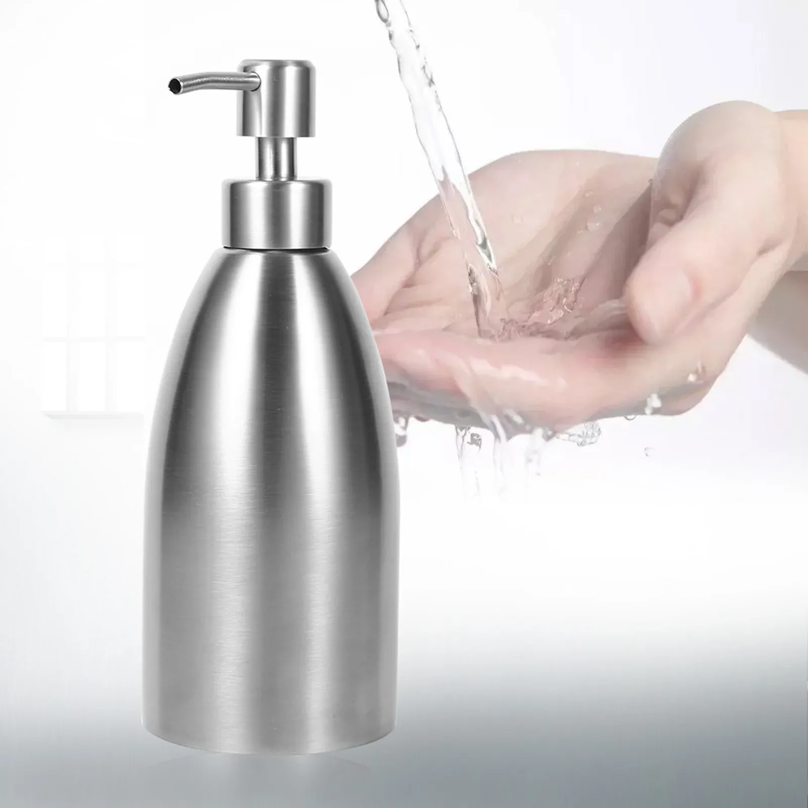 Distributeur de savon liquide en acier inoxydable, 500 ml, pour cuisine et salle de bains - Image 1