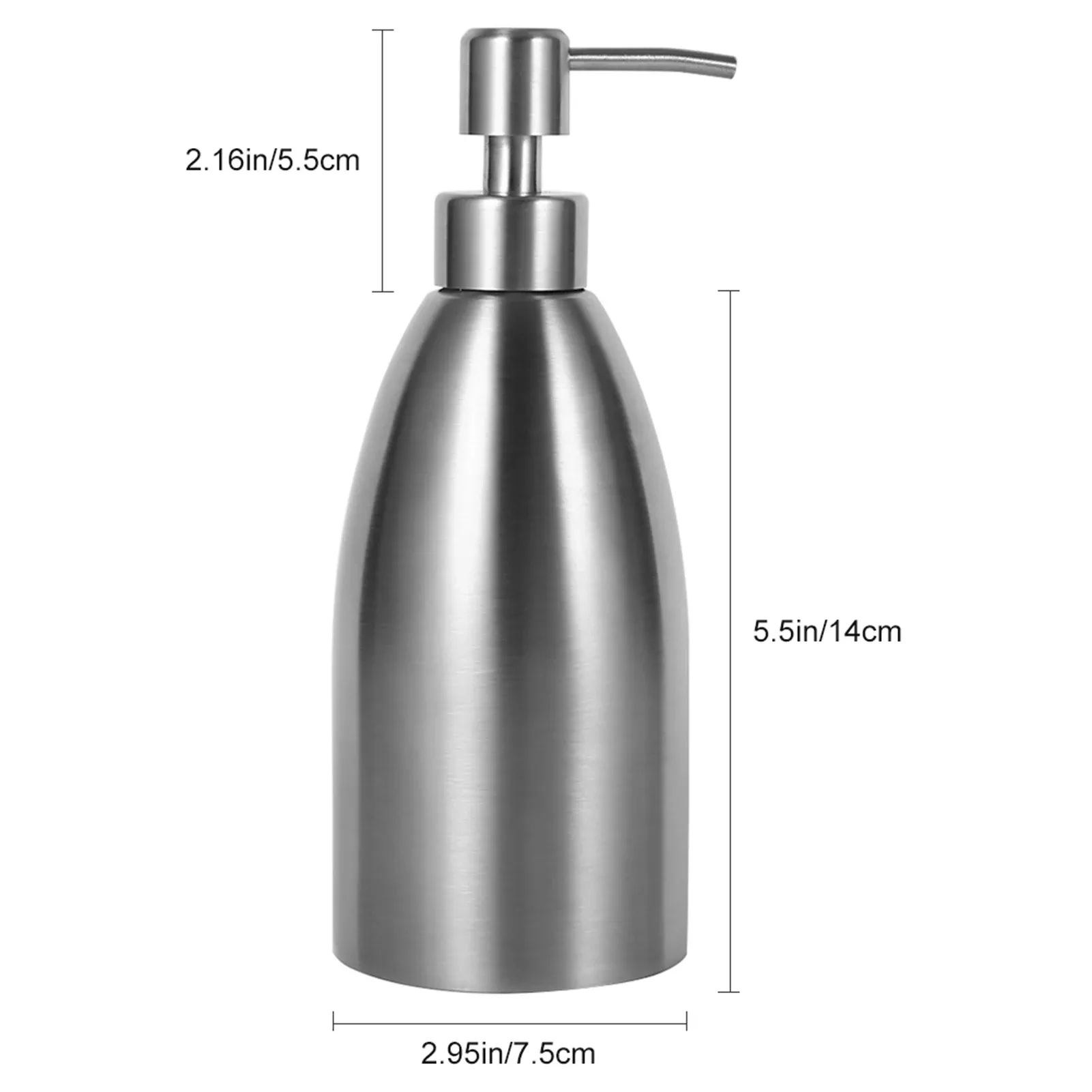 Distributeur de savon liquide en acier inoxydable, 500 ml, pour cuisine et salle de bains 4