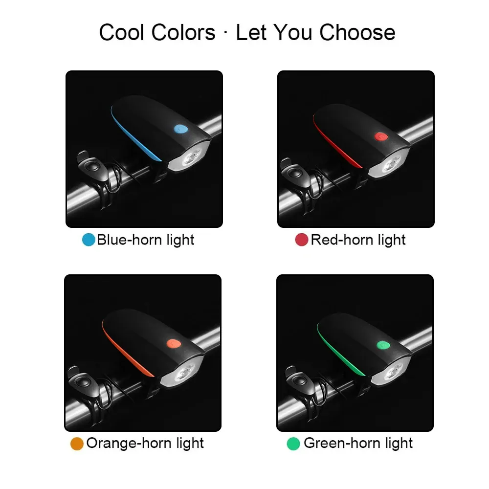 Phare LED rechargeable pour vélo avec klaxon et télécommande, 3 modes d'éclairage 5