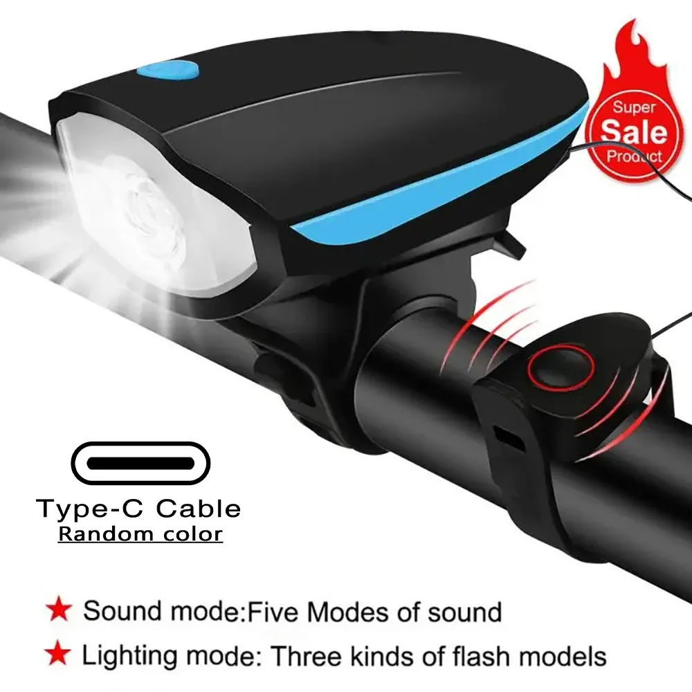 Phare LED rechargeable pour vélo avec klaxon et télécommande, 3 modes d'éclairage 11