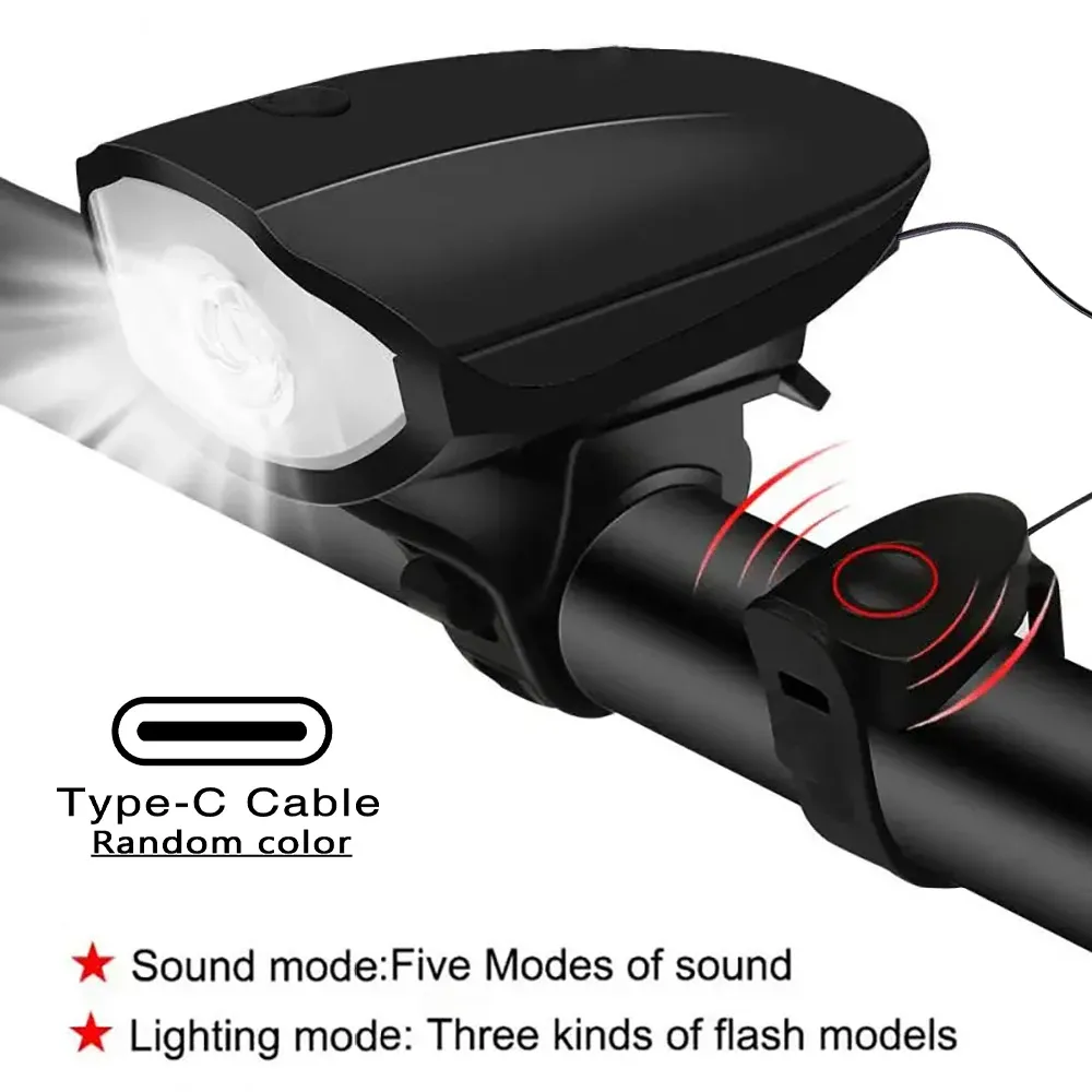 Phare LED rechargeable pour vélo avec klaxon et télécommande, 3 modes d'éclairage 7