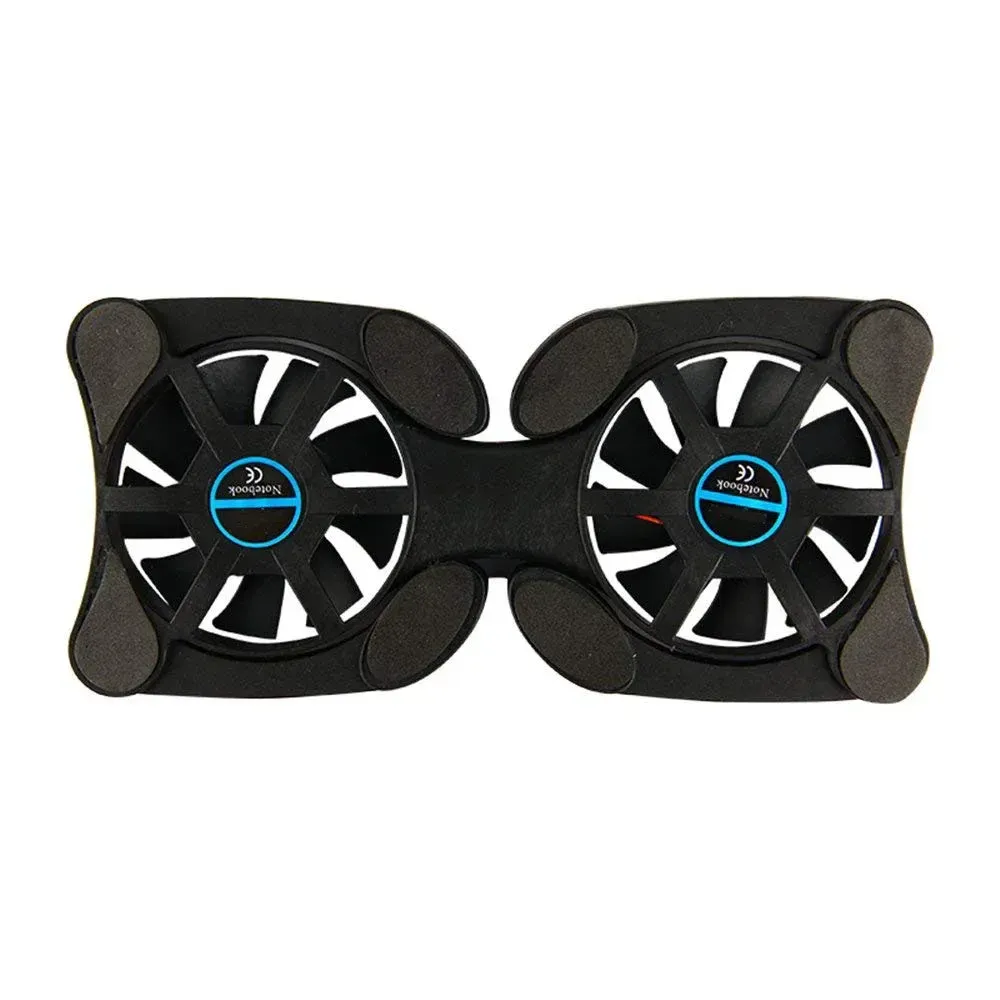 Support de refroidissement USB pliable à double ventilateur pour ordinateur portable, design mini pieuvre, compatible écrans de 7 à 15 pouces 2