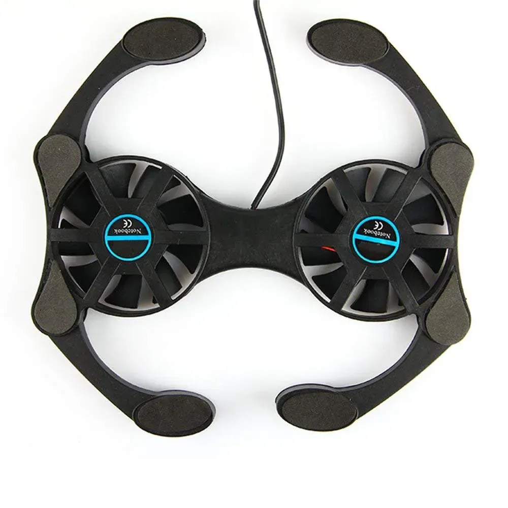 Support de refroidissement USB pliable à double ventilateur pour ordinateur portable, design mini pieuvre, compatible écrans de 7 à 15 pouces 3