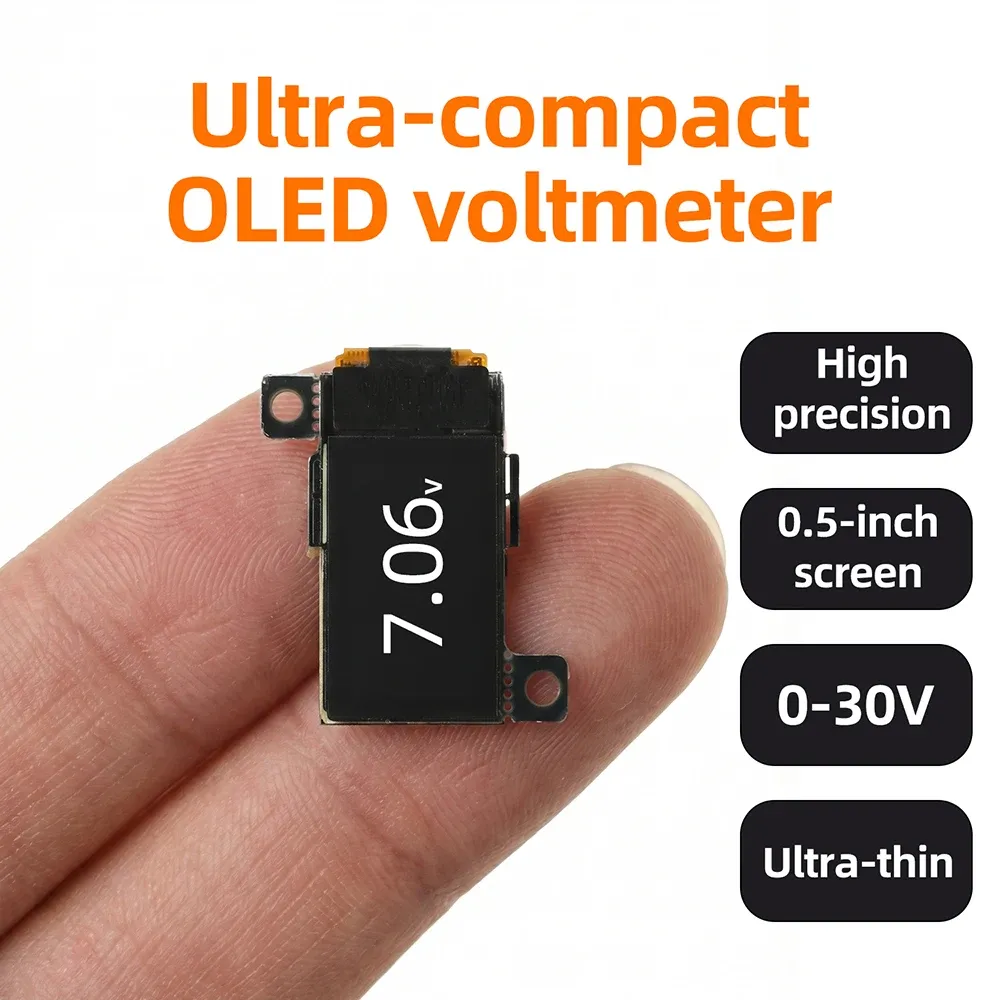 Mini voltmètre numérique ultra-fin à écran OLED 0,5 pouce, haute précision, mesure de tension CC 0-30 V pour alimentation électrique - Image 1