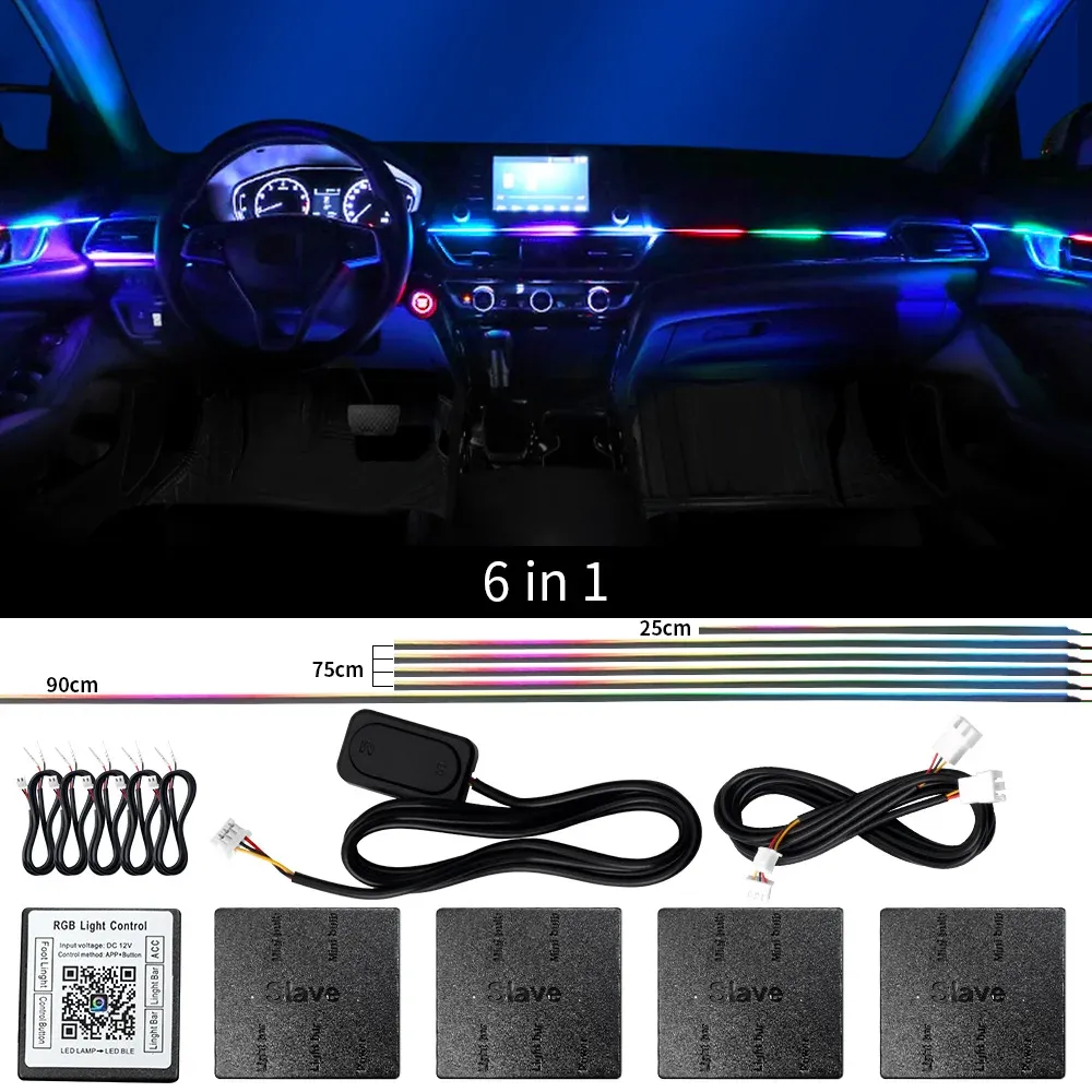 Kit d'éclairage d'ambiance LED RVB pour voiture, 18 en 1, à double zone, avec bande néon en acrylique et contrôle par application 9