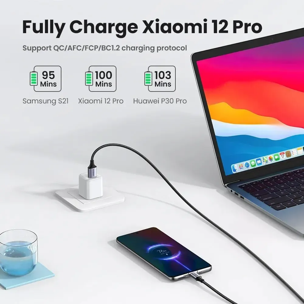 Câble de charge rapide USB-C magnétique 3A UGREEN pour iPad, Samsung, Xiaomi et Poco 2