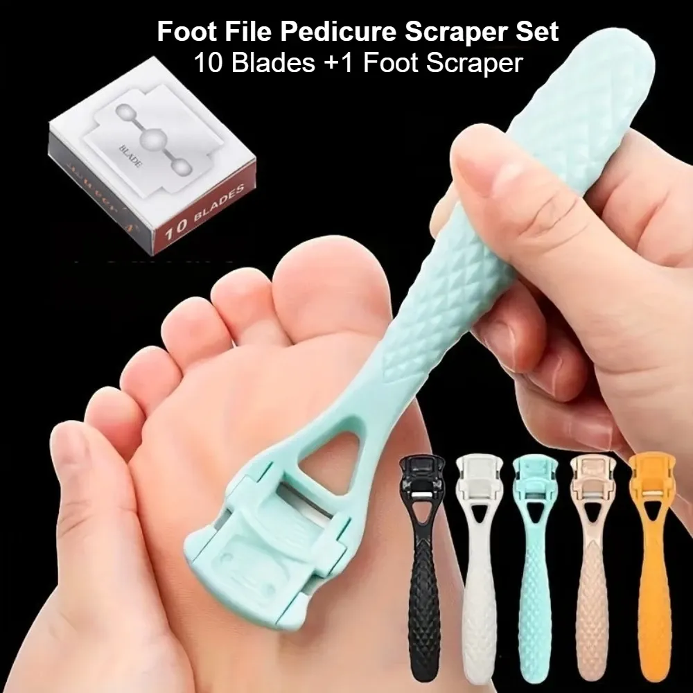 Kit de pédicure 10 lames et grattoir pour les pieds, élimine les peaux mortes et les callosités