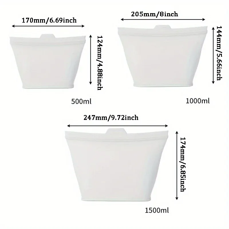 Sacs de conservation alimentaire réutilisables en silicone à fermeture zippée, compatibles lave-vaisselle, micro-ondes et four 6